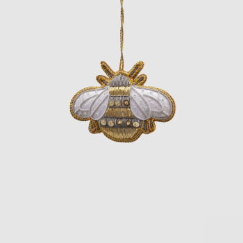 Obesek Čebelica perline d-8 cm zlato-Bela