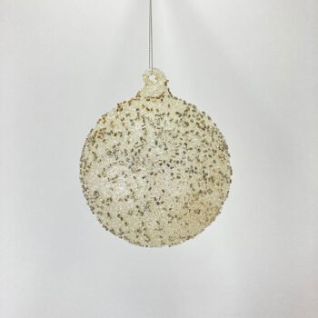 Kugla staklo d-10 cm x 1 bijeli-srebrni prskanje