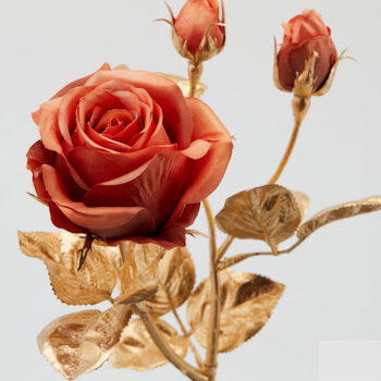 Rosa Arancione Oro Ramo X 3 H-50 Cm
