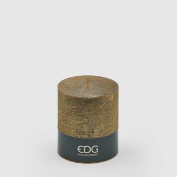 Svijeća Rustic Mocc. H-11,D-10 Cm Zlatna, Bijela