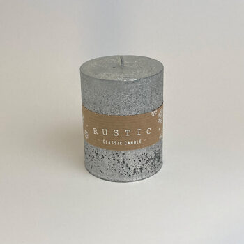 Svijeća Rustic Mocc. H-9,D-7 Cm Srebrena
