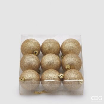 Kugla poly glitter pvc d-6 cm/set 9 zlatna