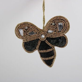 Ogrlica leptir ornament 11 cm Crno-Zlat x 1