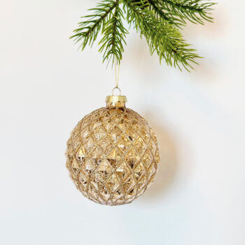 Alternative view of Kugla staklo prozirna romb d-10 cm smeđa-zlatna