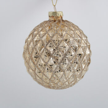 Kugla staklo prozirna romb d-10 cm smeđa-zlatna