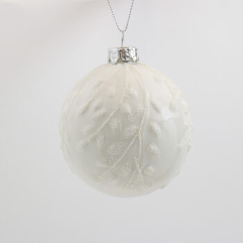 Krogla steklo bele vejice d-8 cm bela