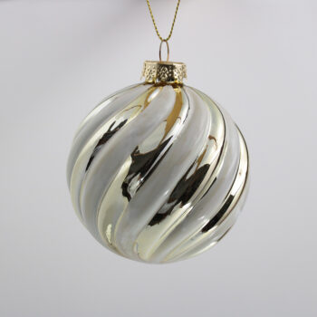 Krogla steklo zlato-Bela d-8 cm x 1