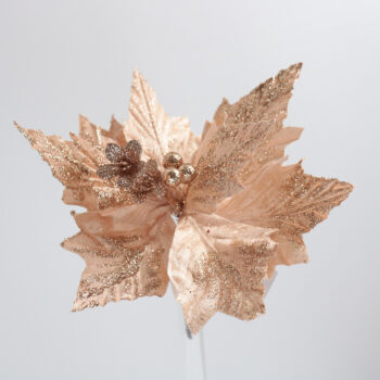 Stella di Natale Fiore Velluto D-27Cm / Clip Rosegold