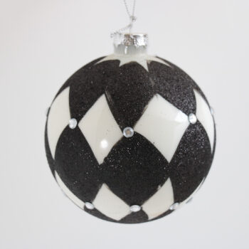 Fekete-Fehér 10 cm átmérőjű üveggömb