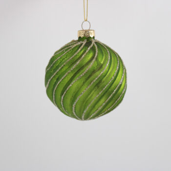 Kuglasto staklo righe zlatno d-8 cm zeleno