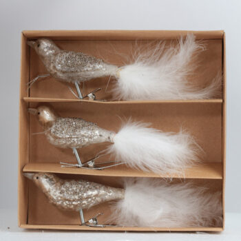 Alternative view of Uccellino piuma bianca/Set di 3 Schiaccianoci