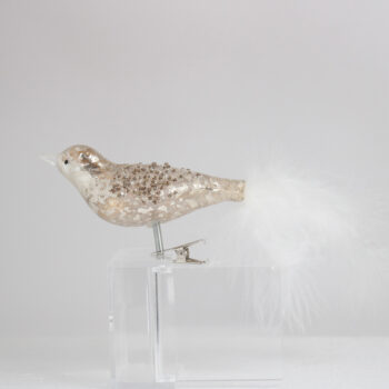 Uccellino piuma bianca/Set di 3 Schiaccianoci