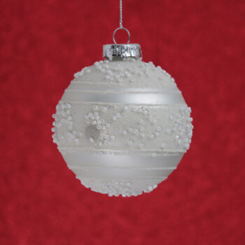 Krogla steklo snežne perlice d-8 cm bela