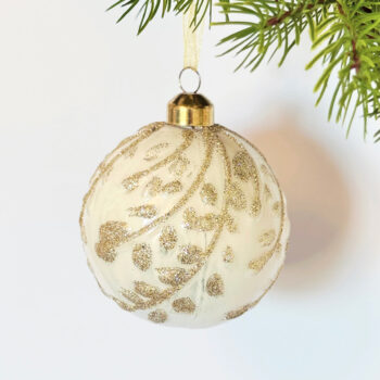 Alternative view of Krogla steklo zlate vejice d-8 cm belo-Zlata