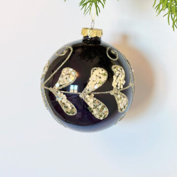 Fekete dekor üveg gömb d-10 cm x 1